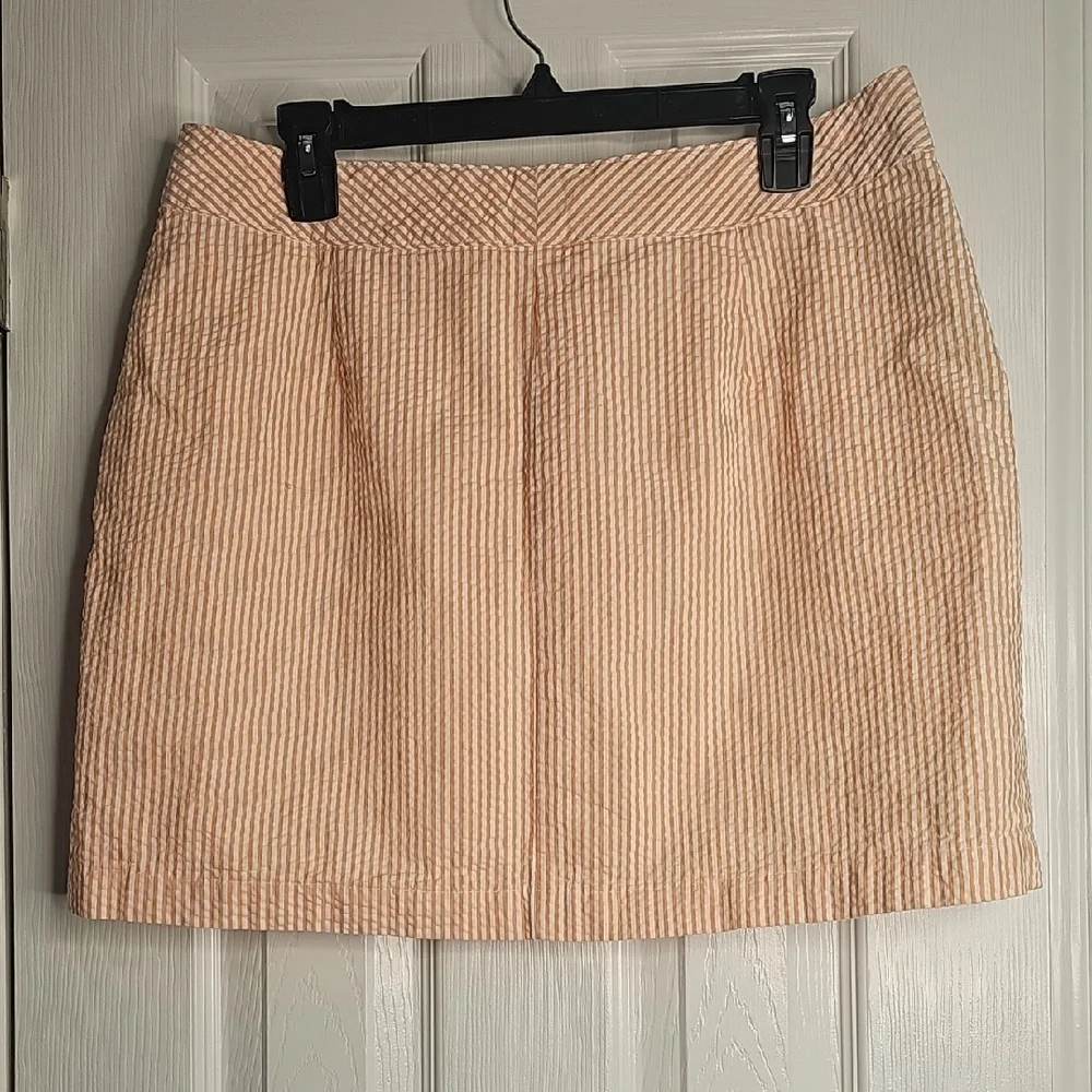 Striped Peach Mini Skirt with Front‎ Seams